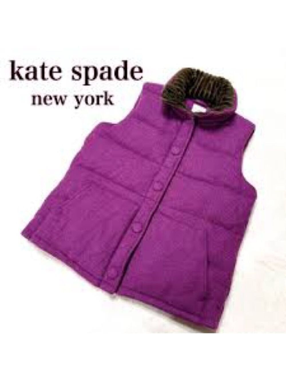 Kate Spade New York Wool Blend Puffer Vest Purple Magenta Size Medium